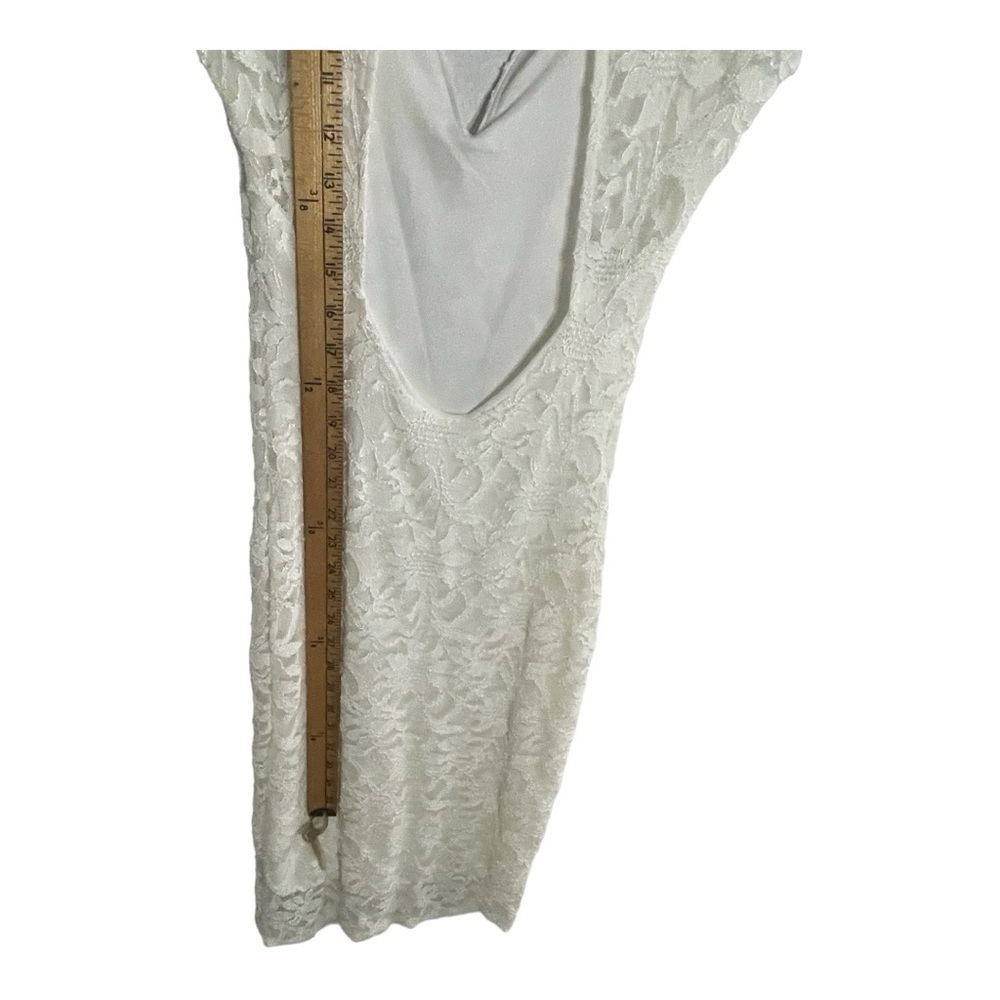 SOLEMIO Off White Ivory Lace Plunge Back Dress size Medium Bride Wedding‎ Party - Picture 4 of 9